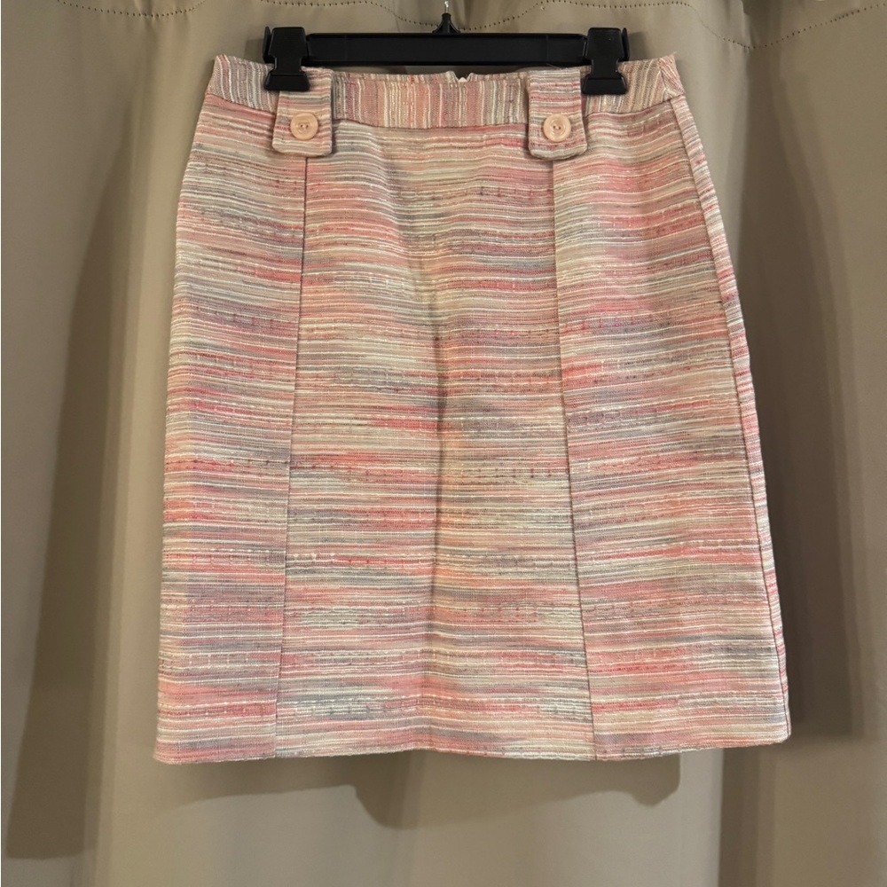 Womens Pastel Striped Tweed Skirt - Pink